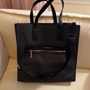 Michael Kors Black Logo Messenger Tote with Adjustable Strap